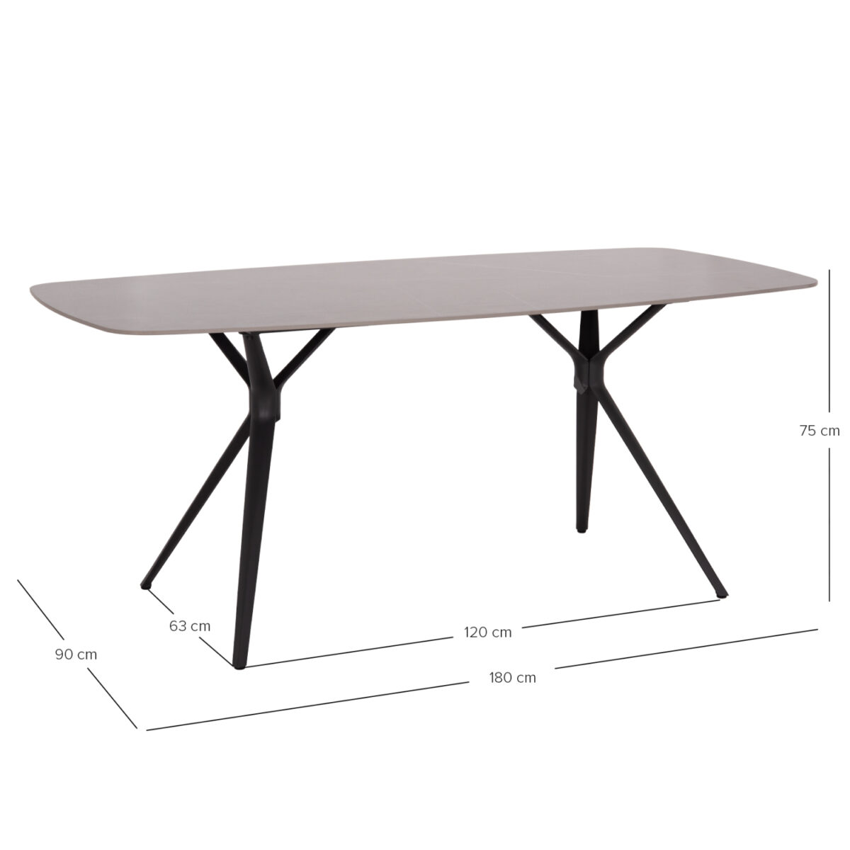 ΤΡΑΠΕΖΙ ANTOINE SM6355.02 ΑΝΘΡΑΚΙ ΑΛΟΥΜΙΝΙΟ-ΓΚΡΙ SINTERED STONE 180x90x75Yεκ. - Image 2