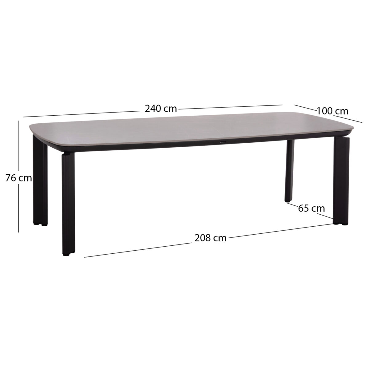 1 ΤΡΑΠΕΖΙ STERLIN SM6356.02 ΣΚΟΥΡΟ ΓΚΡΙ ΑΛΟΥΜΙΝΙΟ & SINTERED STONE TOP 240x100x76Y - Image 2