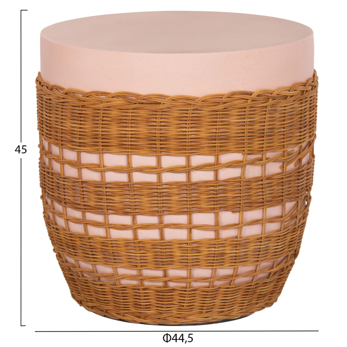 boithitiko-trapezi-fb918166-fiber-cement-1 ΒΟΗΘΗΤΙΚΟ ΤΡΑΠΕΖΙ VILHENA HM18166 FIBER CEMENT ΡΟΖ-RATTAN ΦΥΣΙΚΟ Φ44.5x45Υεκ. - Image 2