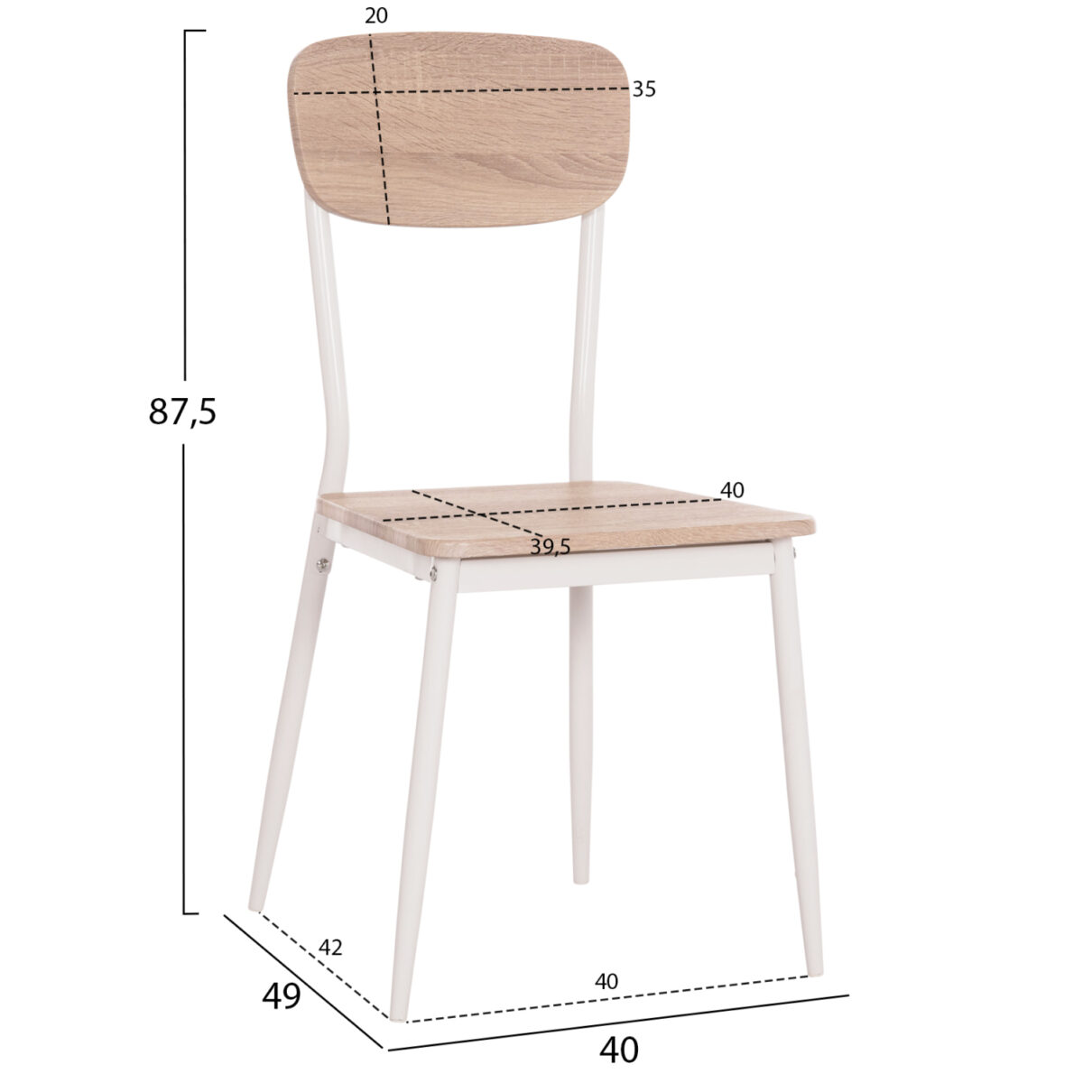 ΚΑΡΕΚΛΑ ΤΡΑΠΕΖΑΡΙΑΣ PAGET HM8373.02 SONAMA--ΛΕΥΚΑ ΜΕΤΑΛΛΙΚΑ ΠΟΔΙΑ 40x49x87,5Υεκ. - Image 2
