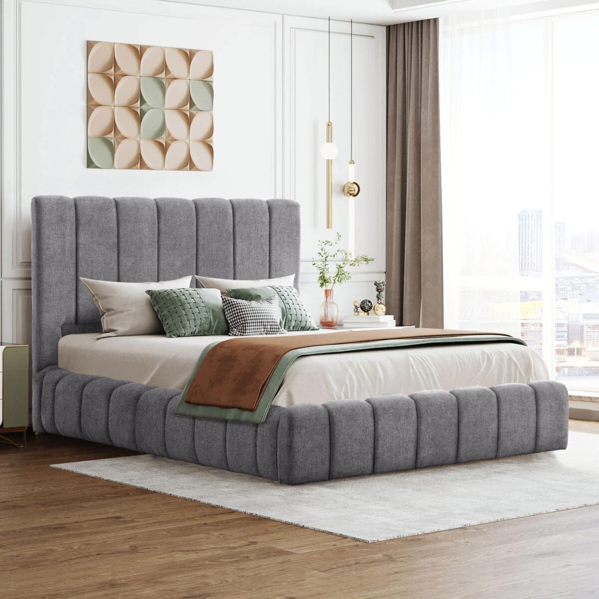 ΚΡΕΒΑΤΙ REMO ΜΕ ΑΠΟΘΗΚΕΥΤΙΚΟ ΧΩΡΟ HM719.22 ΥΦΑΣΜΑ TEDDY ΓΚΡΙ-ΓΙΑ ΣΤΡΩΜΑ 160x200εκ - Image 2