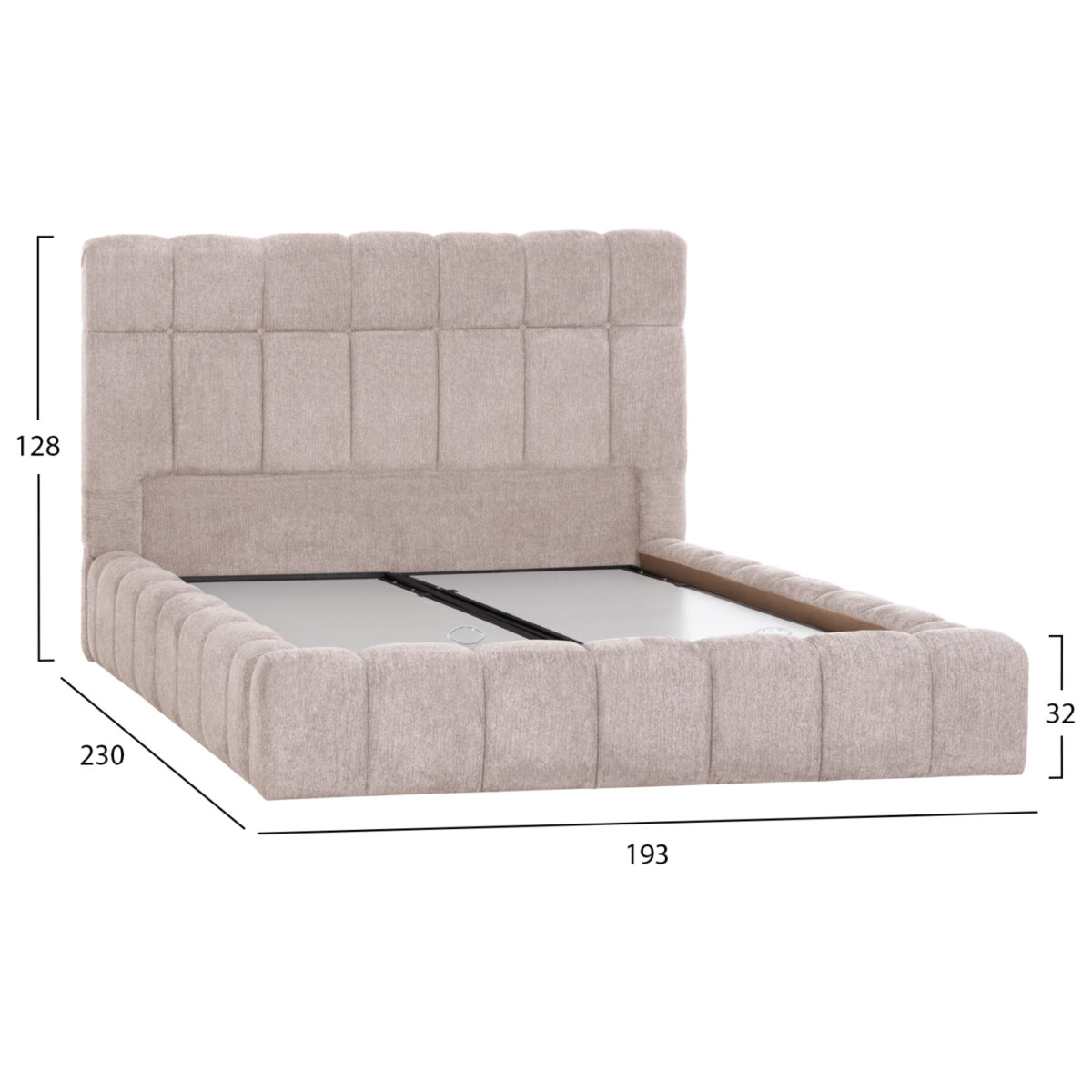 ΚΡΕΒΑΤΙ RAMON ΜΕ ΑΠΟΘ. ΧΩΡΟ HM720.10 ΥΦΑΣΜΑ TEDDY ΜΠΕΖ-ΓΙΑ ΣΤΡΩΜΑ 160x200εκ - Image 3