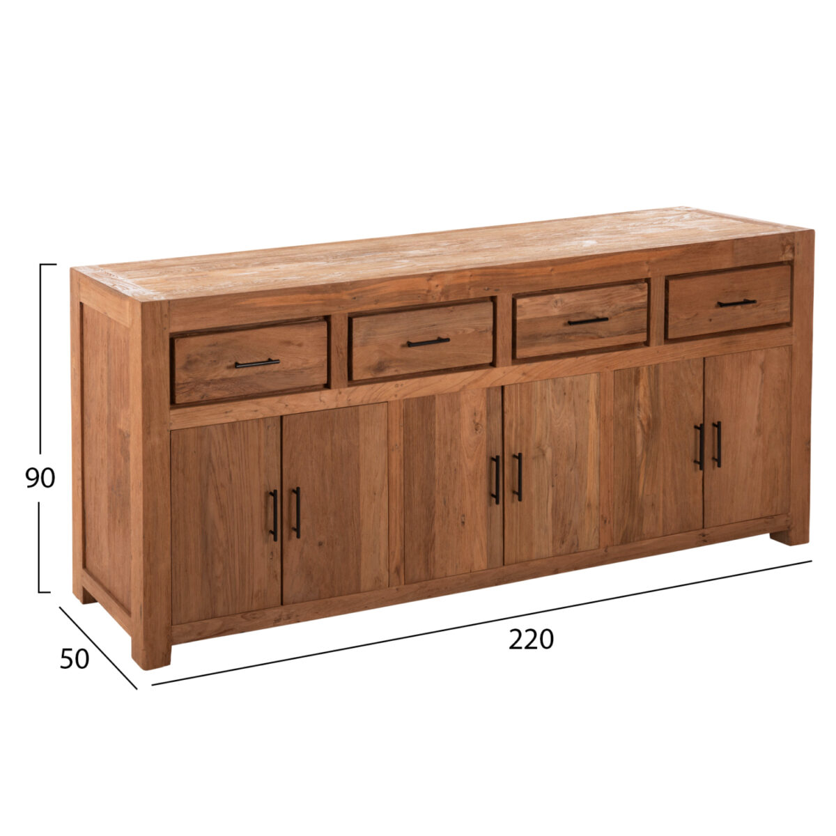 ΜΠΟΥΦΕΣ GRAYSON HM9802 ΑΝΑΚΥΚΛΩΜΕΝΟ ΞΥΛΟ TEAK ΣΕ ΦΥΣΙΚΟ 220x50x90Υεκ. - Image 2