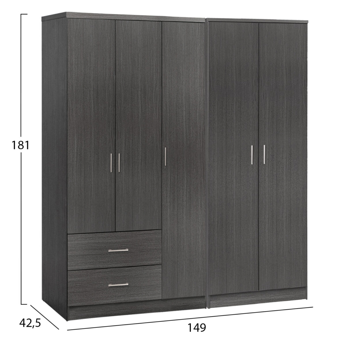 ntoylapa-5fylli-fb92123401-melamini-chro-1 ΝΤΟΥΛΑΠΑ 5ΦΥΛΛΗ CAESAR HM21234.01 ΜΕΛΑΜΙΝΗ ΧΡΩΜΑ ZEBRANO 150x42.5x181Υεκ - Image 2