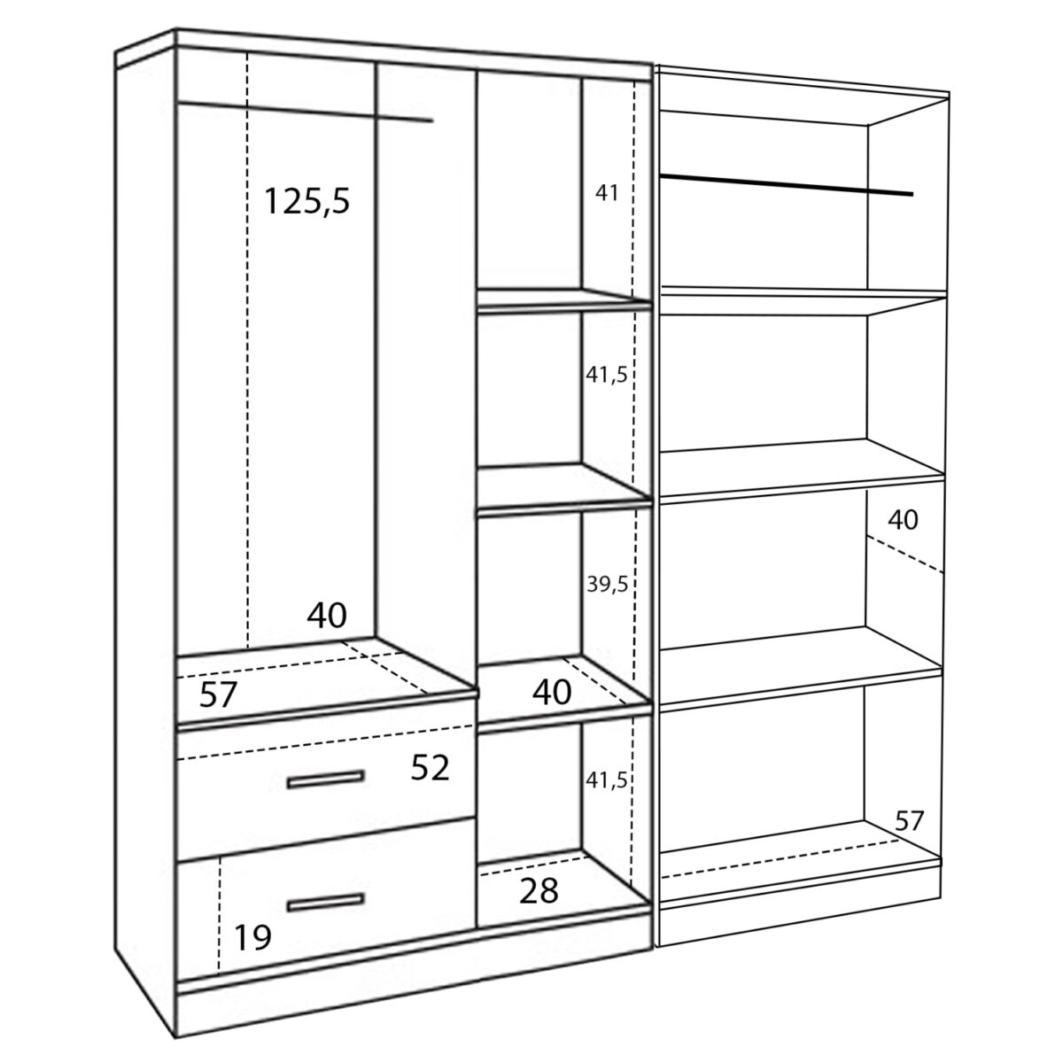 ntoylapa-5fylli-fb92123401-melamini-chro-2 ΝΤΟΥΛΑΠΑ 5ΦΥΛΛΗ CAESAR HM21234.01 ΜΕΛΑΜΙΝΗ ΧΡΩΜΑ ZEBRANO 150x42.5x181Υεκ - Image 3
