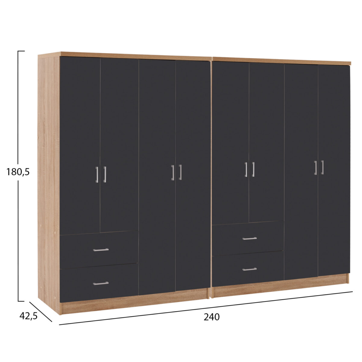 ΝΤΟΥΛΑΠΑ 8ΦΥΛΛΗ BRIANA HM21237.01 ΜΕΛΑΜΙΝΗ SONAMA & ΣΚΟΥΡΟ ΓΚΡΙ 241x42,5Χ180,5Υεκ. - Image 2