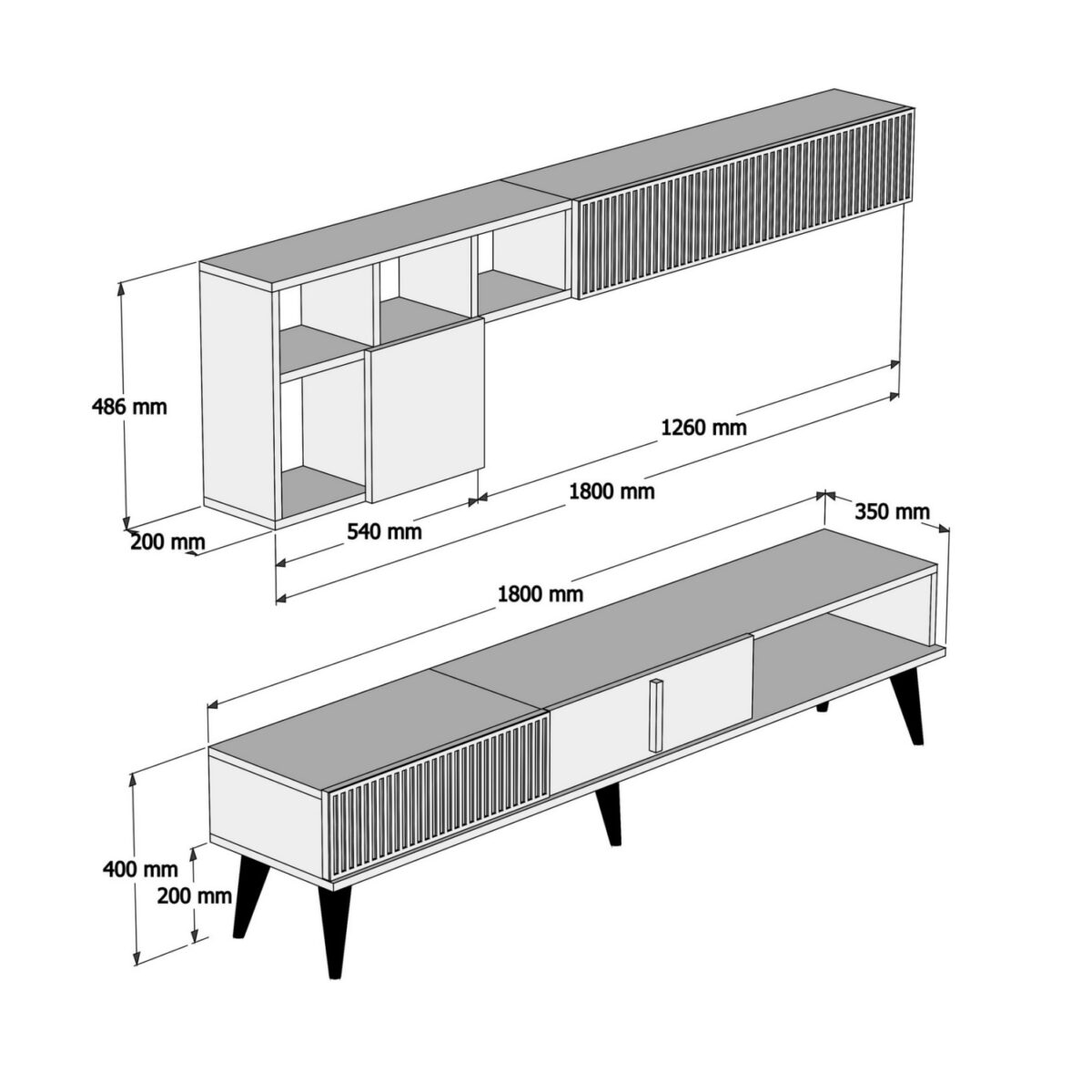 synthesi-tileorasis-fb9943803-melamini-s-1 ΣΥΝΘΕΣΗ ΤΗΛΕΟΡΑΣΗΣ HM9438.03 ΜΕΛΑΜΙΝΗ ΣΕ ΚΑΡΥΔΙ-ΜΑΥΡΟ ΜΑΡΜΑΡΟ 180x35x40Υεκ. - Image 2