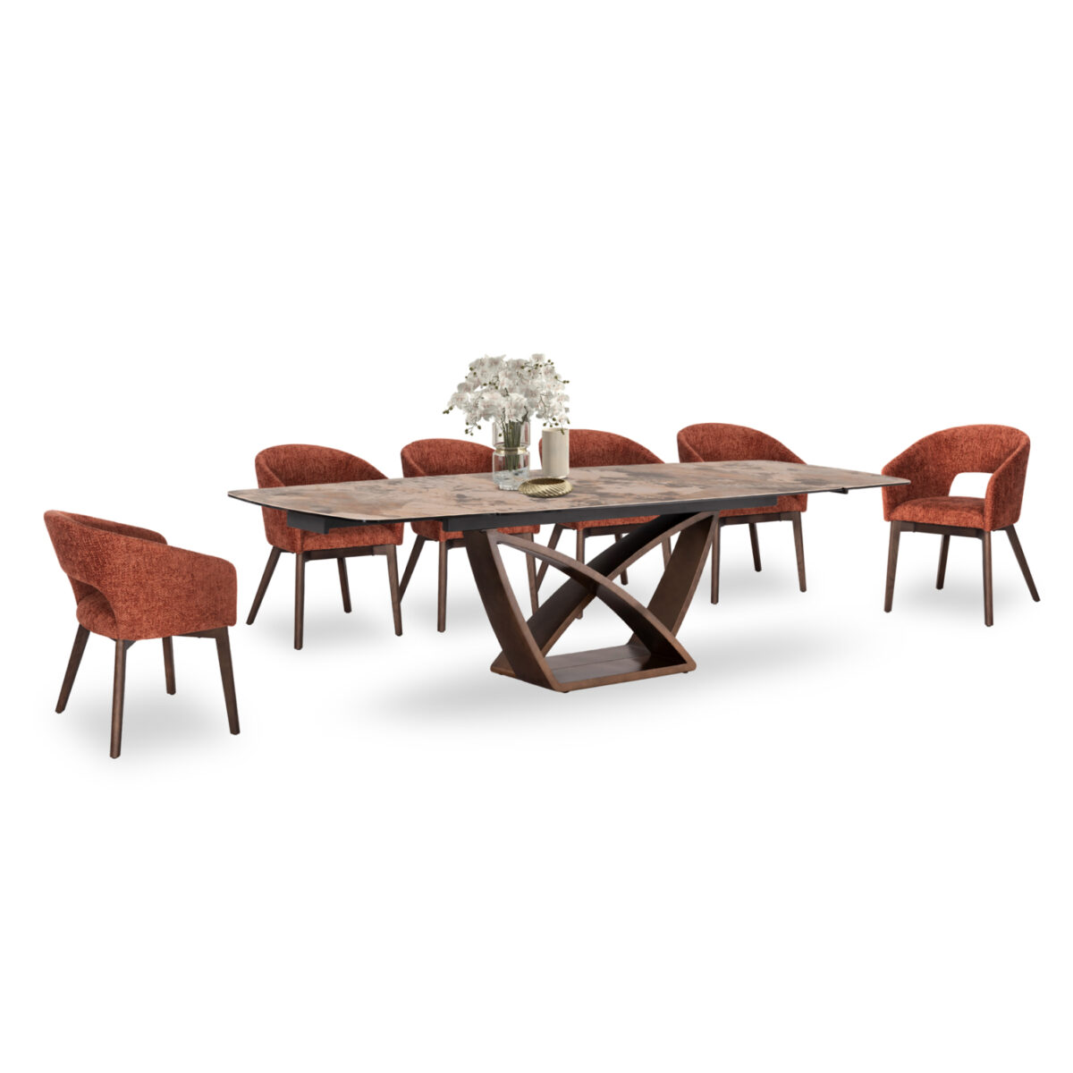 ΣΕΤ ΤΡΑΠΕΖΑΡΙΑΣ 7ΤΜΧ EMPIRE SM21229 ΚΕΡΑΜΙΚΟ TOP--ΠΟΡΤΟΚΑΛΙ ΥΦΑΣΜΑ