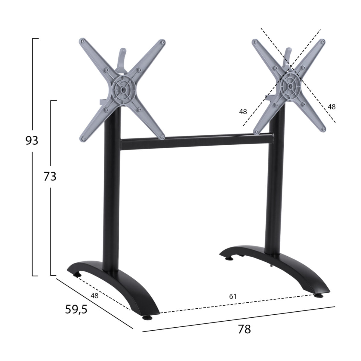 ΒΑΣΗ ΑΛΟΥΜΙΝΙΟΥ ΔΙΣΤΗΛΗ HM468.01 ΜΑΥΡΟ ΜΑΤ 78X59,5X73Υ εκ. - Image 2