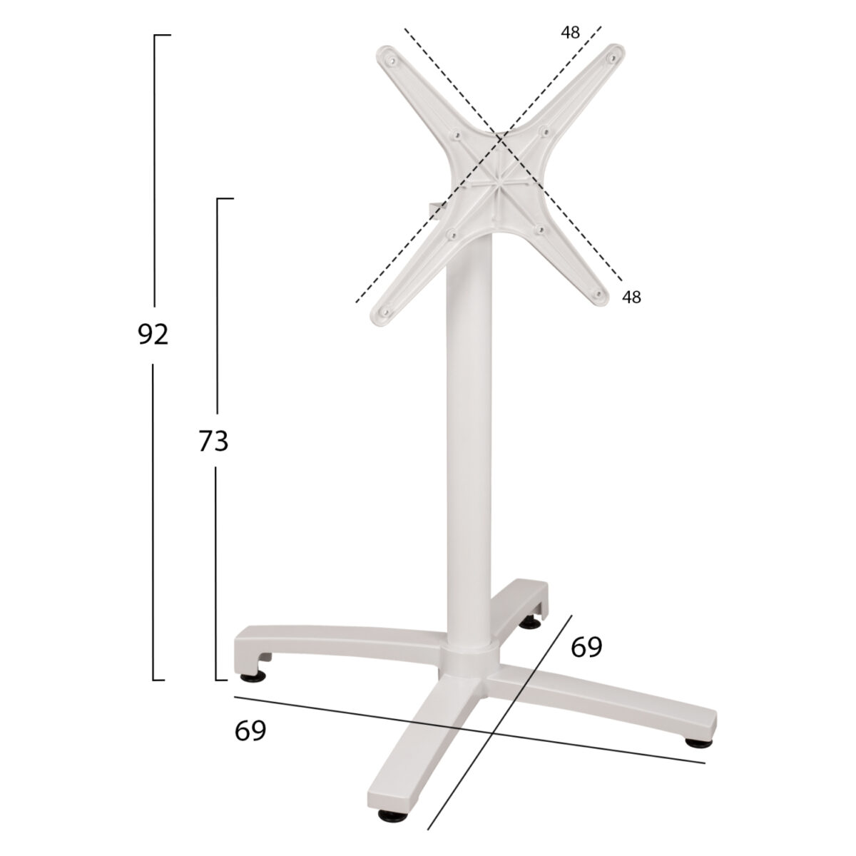 ΒΑΣΗ ΑΛΟΥΜΙΝΙΟΥ HM459.02 ΛΕΥΚΟ ΜΑΤ 69Χ69Χ73Υεκ. ΜΕ ΕΠΙΦΑΝΕΙΑ 48Χ48εκ. - Image 2