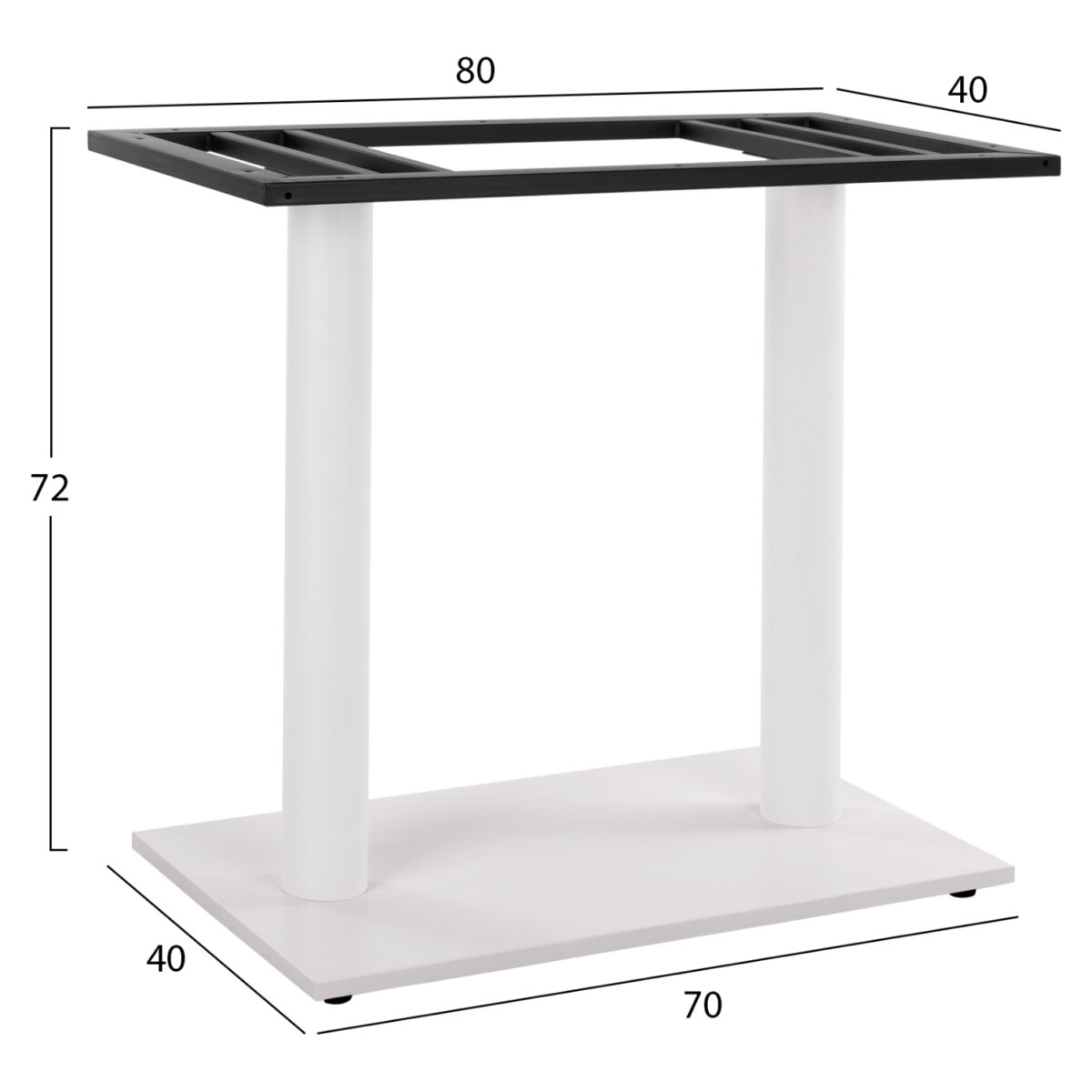 ΒΑΣΗ ΜΕΤΑΛΛΙΚΗ ΔΙΠΛΗ ΛΕΥΚΗ ΜΑΤ 80Χ40Χ72Υεκ. ΜΕ ΡΕΓΟΥΛΑΤΟΡΟΥΣ HM435.12 - Image 2