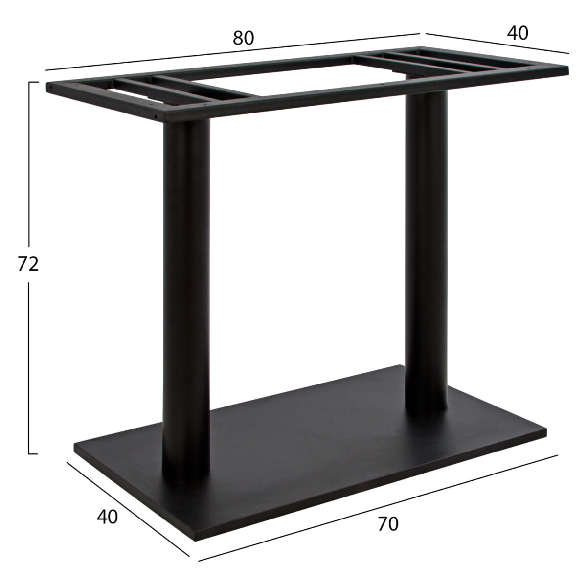 ΒΑΣΗ ΜΕΤΑΛΛΙΚΗ ΔΙΠΛΗ ΜΑΥΡΗ 80Χ40Χ72Υεκ. ΜΕ ΡΕΓΟΥΛΑΤΟΡΟΥΣ HM435 - Image 2