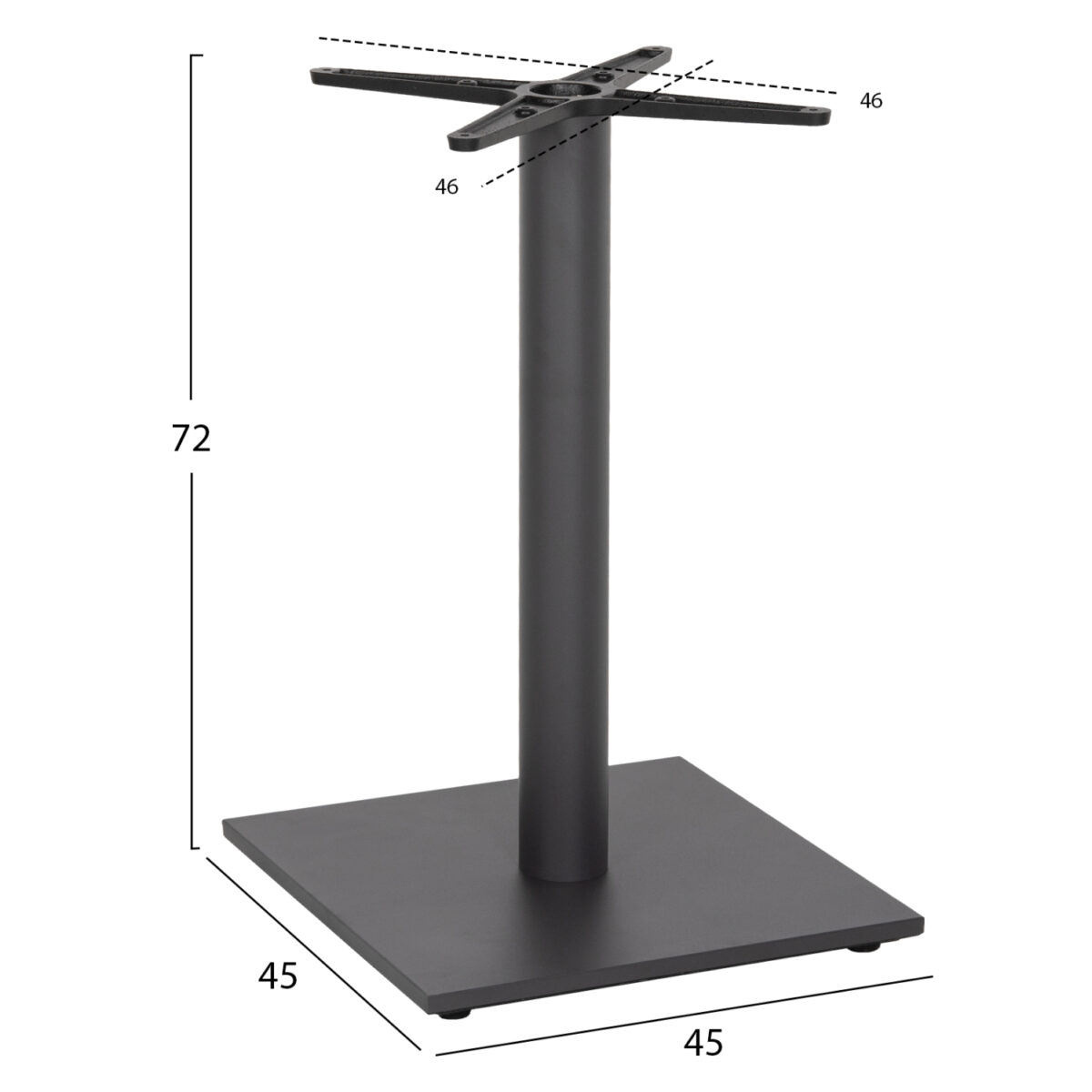 ΒΑΣΗ ΤΡΑΠΕΖΙΟΥ ΜΕΤΑΛΛΙΚΗ ΓΚΡΙ ΜΑΤ 46Χ46Χ72Yεκ. ΜΕ ΣΤΑΥΡΟ 46Χ46 ΚΑΙ ΡΕΓΟΥΛΑΤΟΡΟΥΣ HM438.20 - Image 2