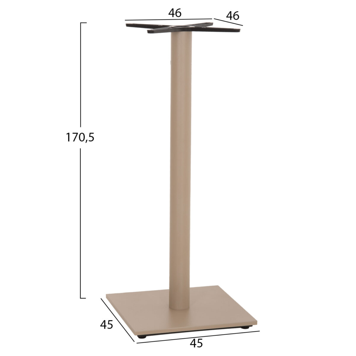 ΒΑΣΗ ΤΡΑΠΕΖΙΟΥ ΜΠΑΡ HM439.25 ΜΕΤΑΛΛΙΚΗ ΚΑΠΟΥΤΣΙΝΟ ΜΑΤ-ΡΕΓΟΥΛΑΤΟΡΟΙ 46x46x108Yεκ. - Image 2