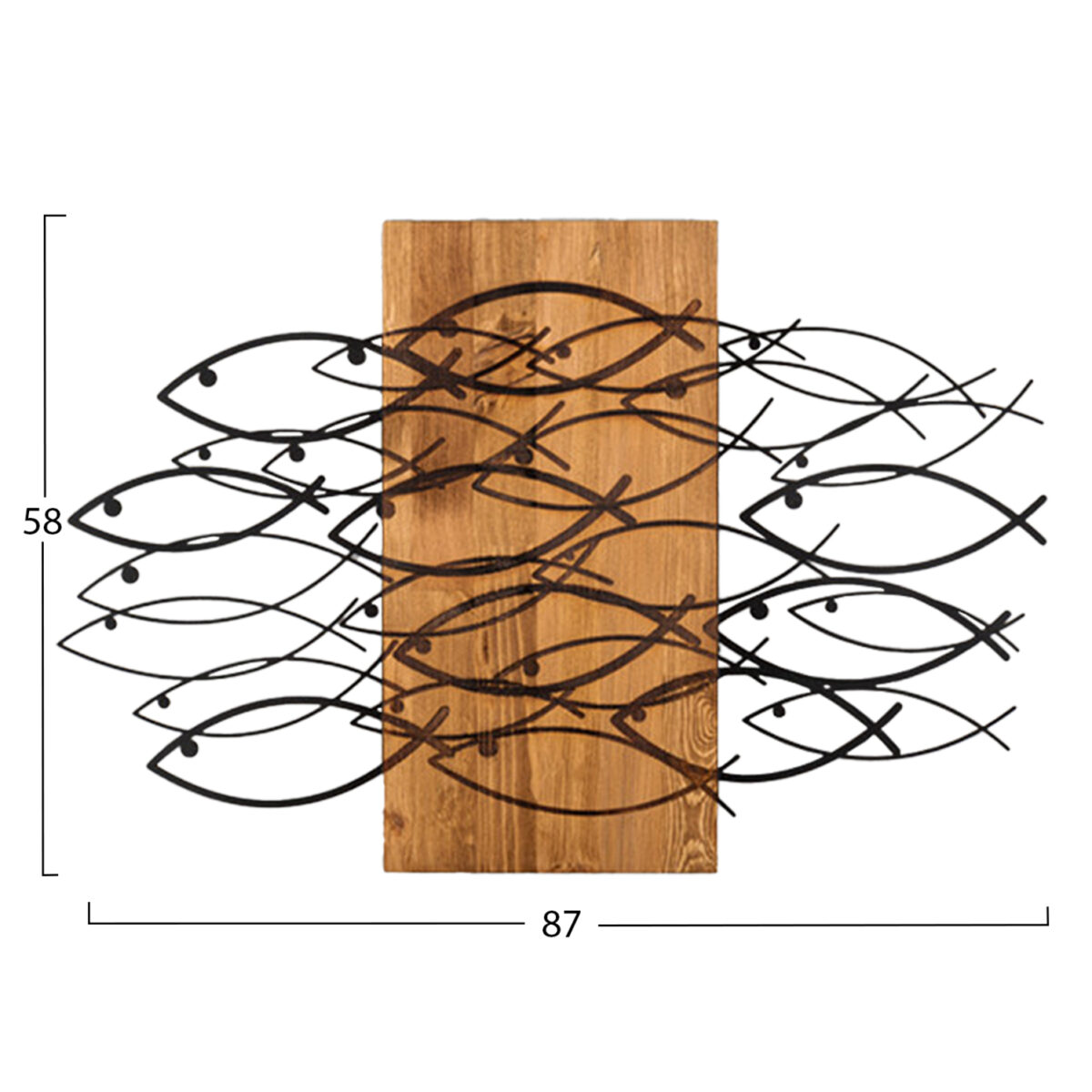 diakosmitiko-toichoy-psaria-fb94811-fyll-2 ΔΙΑΚΟΣΜΗΤΙΚΟ ΤΟΙΧΟΥ ΨΑΡΙΑ HM4811-ΦΥΛΛΑ ΜΕΤΑΛΛΟΥ ΜΑΥΡΑ-ΞΥΛΟ 87x3(βάθος)x58Υεκ. - Image 3
