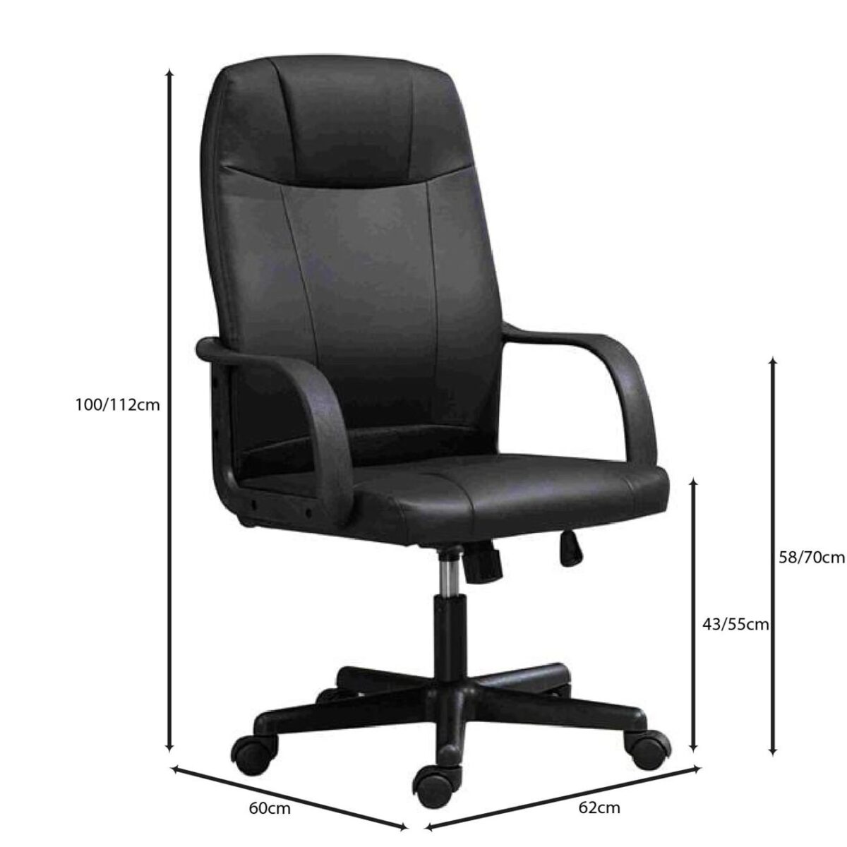 BF1010 Πολυθρόνα Γραφείου Διευθυντή Pvc Μαύρο - Image 3