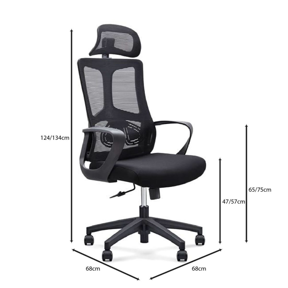 BF8600 Πολυθρόνα Γραφείου Διευθυντή, Mesh Μαύρο, Ύφασμα Μαύρο - Image 6