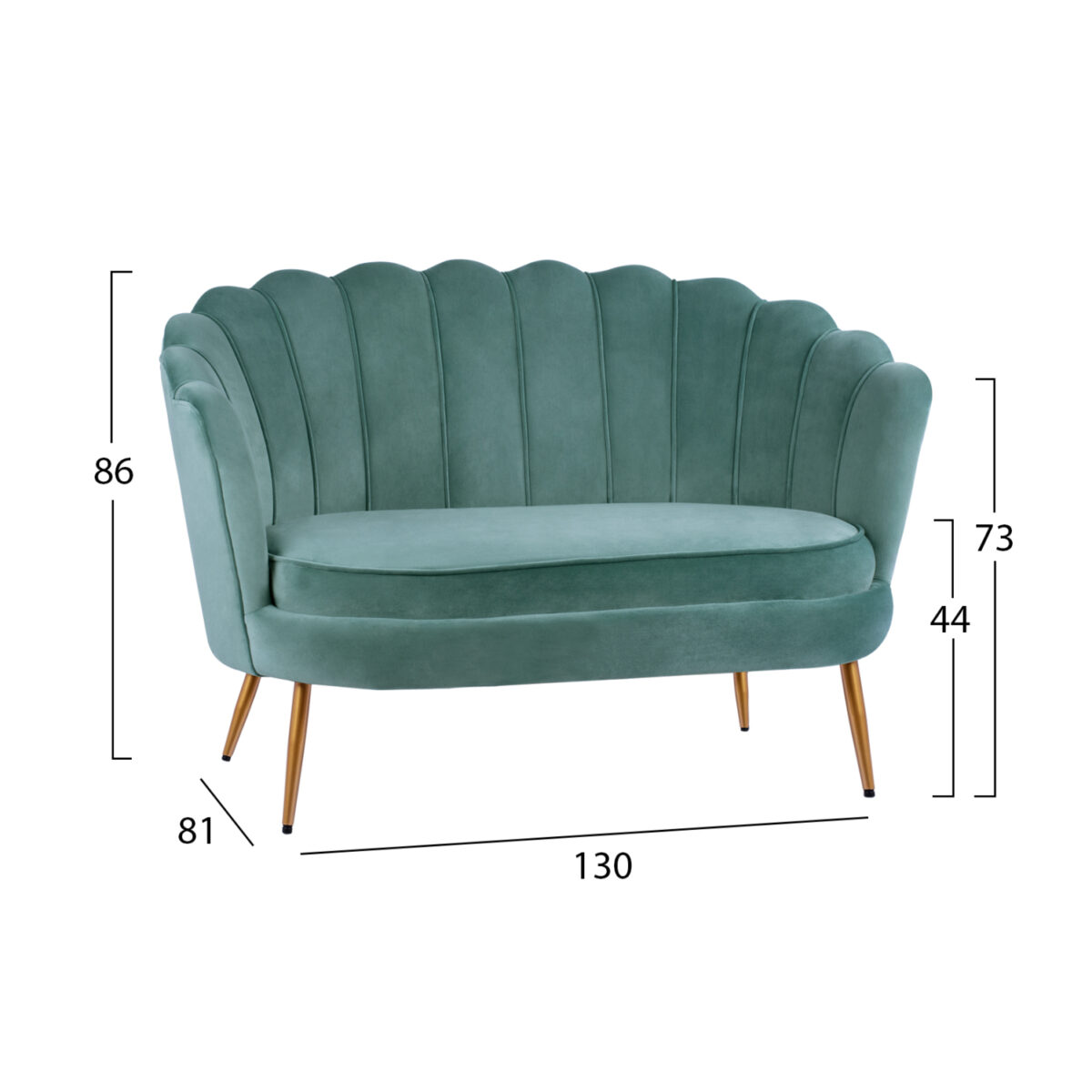 ΚΑΝΑΠΕΣ 2ΘΕΣΙΟΣ COQUILLE HM8627.07 ΑΠΟ ΦΥΣΤΙΚΙ ΒΕΛΟΥΔΟ ΜΕ ΧΡΥΣΑ ΠΟΔΙΑ 130x81x86Υ εκ. - Image 2