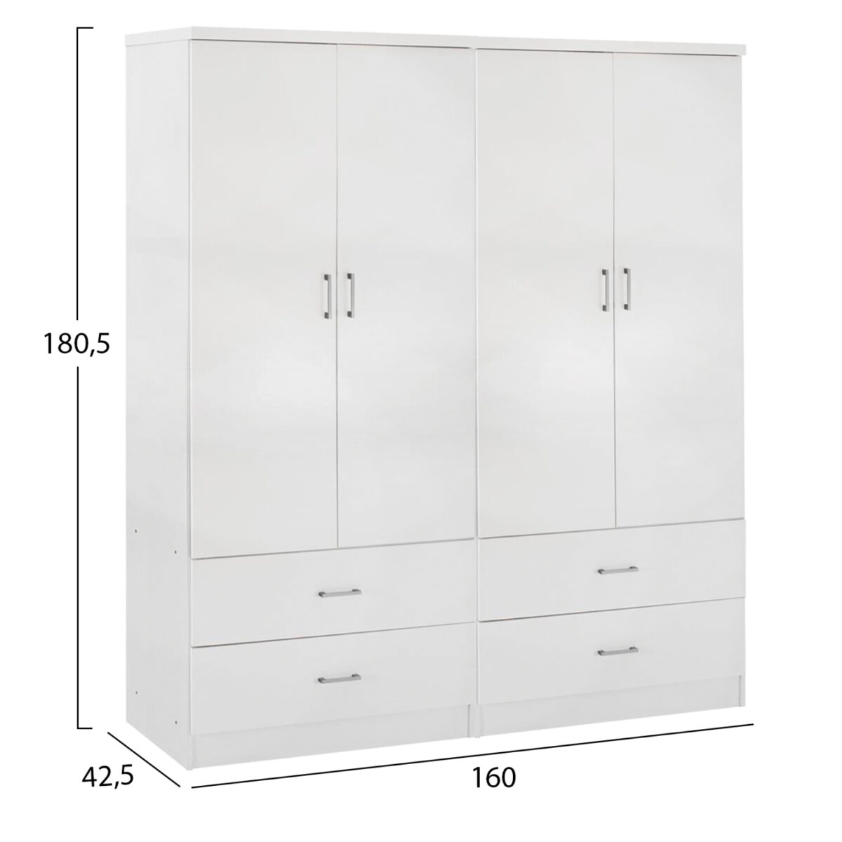 ΝΤΟΥΛΑΠΑ 4ΦΥΛΛΗ REINA ME 4 ΣΥΡΤΑΡΙΑ HM21258 ΜΕΛΑΜΙΝΗ ΣΕ ΛΕΥΚΟ 160x42,5x180,5Υεκ - Image 2