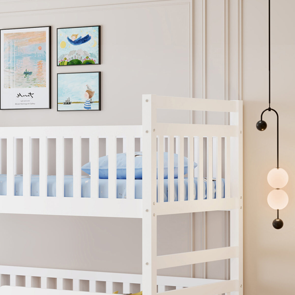 ΠΑΙΔΙΚΗ ΚΟΥΚΕΤΑ ΜΕ 3 ΚΡΕΒΑΤΙΑ & 2 ΣΥΡΤΑΡΙΑ TRIPLON HM709.03 ΞΥΛΟ ΠΕΥΚΟΥ 90x190-200εκ - Image 5