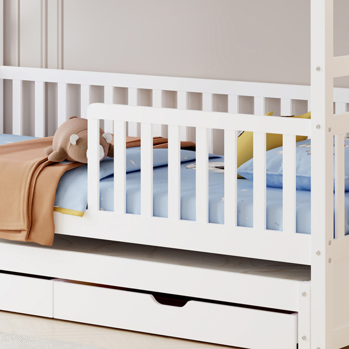 ΠΑΙΔΙΚΗ ΚΟΥΚΕΤΑ ΜΕ 3 ΚΡΕΒΑΤΙΑ & 2 ΣΥΡΤΑΡΙΑ TRIPLON HM709.03 ΞΥΛΟ ΠΕΥΚΟΥ 90x190-200εκ - Image 7