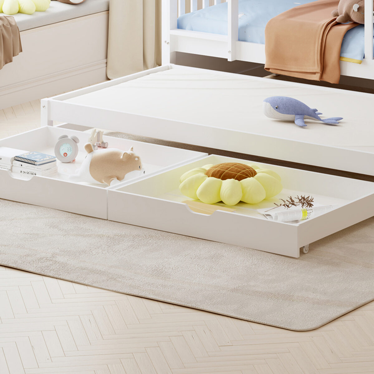 ΠΑΙΔΙΚΗ ΚΟΥΚΕΤΑ ΜΕ 3 ΚΡΕΒΑΤΙΑ & 2 ΣΥΡΤΑΡΙΑ TRIPLON HM709.03 ΞΥΛΟ ΠΕΥΚΟΥ 90x190-200εκ - Image 9