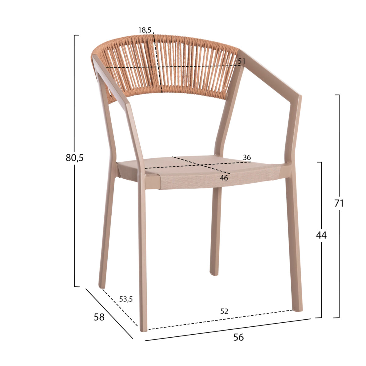 ΠΟΛΥΘΡΟΝΑ ΑΛΟΥΜΙΝΙΟΥ MIRI HM5891.03 ΣΑΜΠΑΝΙΖΕ ΣΚΕΛΕΤΟΣ&TEXTLINE- RATTAN 56x58x80.5Υ εκ. - Image 2
