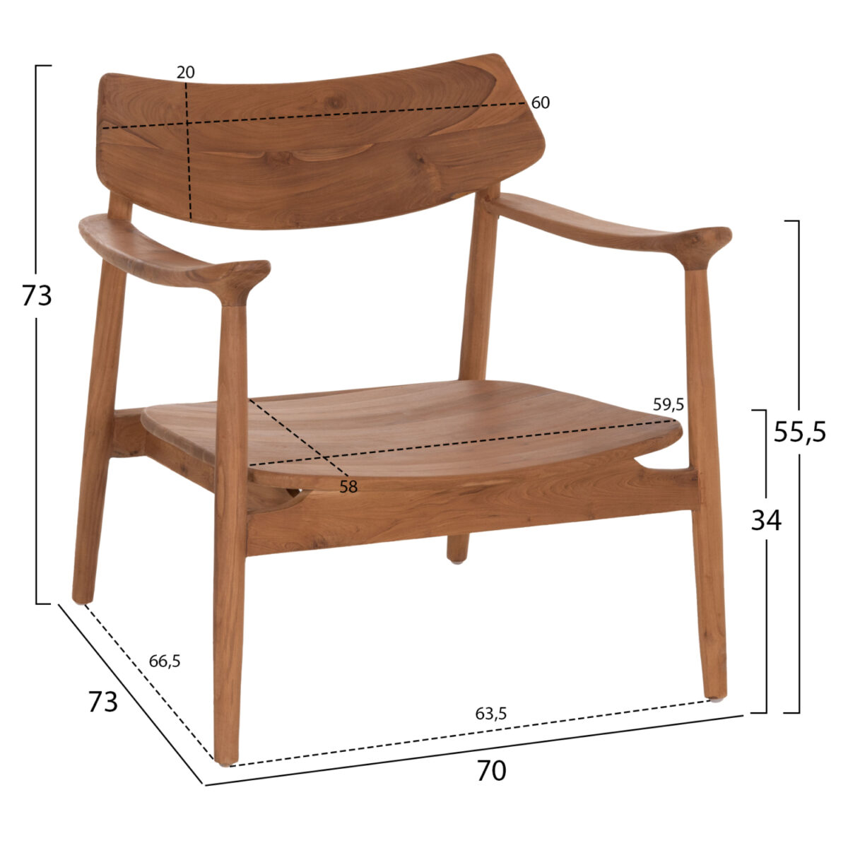 polythrona-lounge-fb91825501-xylo-teak-s-1 ΠΟΛΥΘΡΟΝΑ LOUNGE RANGER HM18255.01 ΞΥΛΟ TEAK ΣΕ ΦΥΣΙΚΟ 70x73x73Υεκ. - Image 2