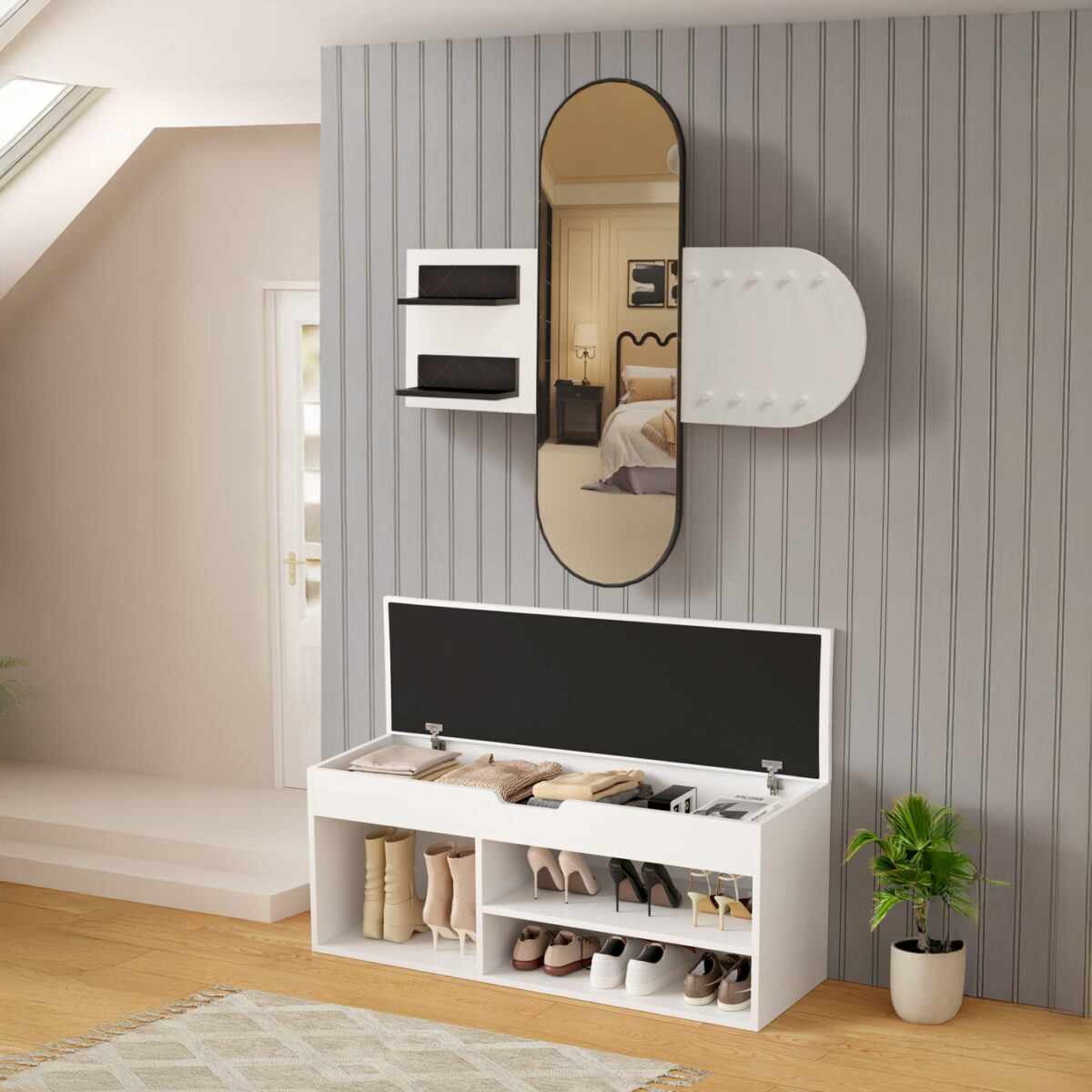 ΣΕΤ ΕΙΣΟΔΟΥ 2ΤΜΧ CHERYL HM21276.01 ΜΕΛΑΜΙΝΗ ΣΕ ΛΕΥΚΟ--ΟΨΗ ΜΑΥΡΟ ΜΑΡΜΑΡΟ - Image 5