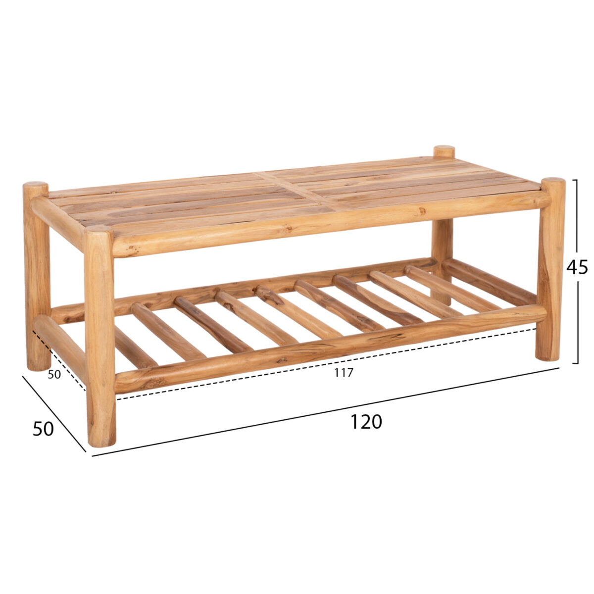 ΣΕΤ ΣΑΛΟΝΙ 4ΤΜΧ EDDARD HM9340.25 ΑΠΟ ΜΑΣΙΦ ΞΥΛΟ TEAK  ΦΥΣΙΚΟ - ΛΕΥΚΟ - Image 4