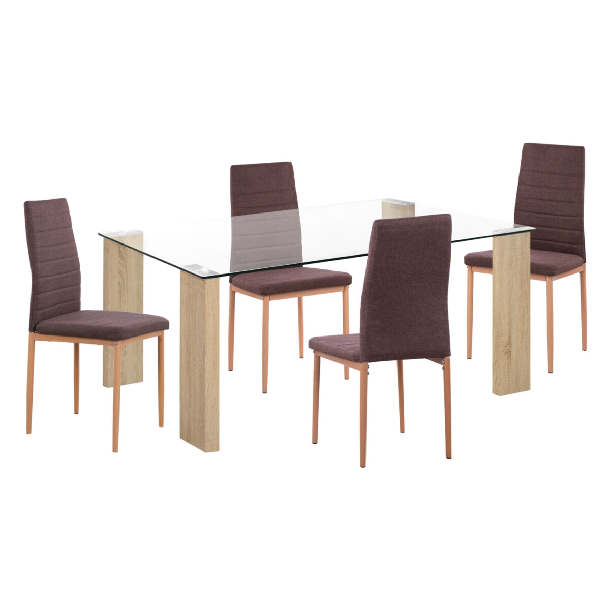 ΣΕΤ ΤΡΑΠΕΖΑΡΙΑΣ 5ΤΜΧ LADY HM11595 ΓΥΑΛΙ--ΜΕΤΑΛΛΟ--MDF ΣΕ SONAMA & ΚΑΦΕ ΥΦΑΣΜΑ