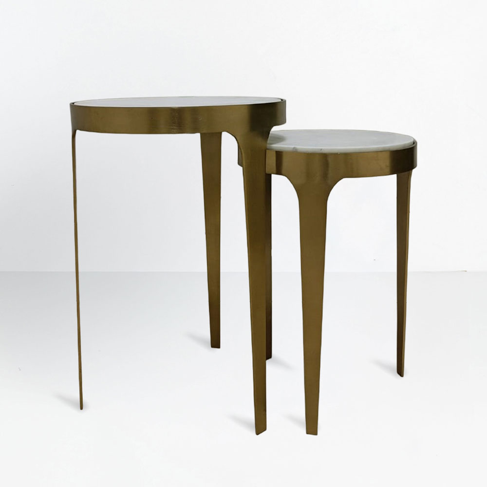 04-1202_100-FaOqG_1 STICKS SIDE TABLE SET 2ΤΕΜ ΛΕΥΚΟ ΧΡΥΣΟ 37x37x54.5cm - Image 2