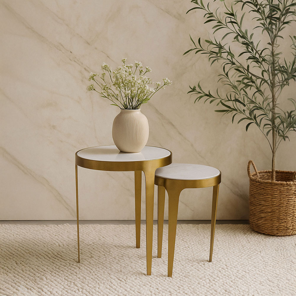 04-1202_101-5sVlT_1 STICKS SIDE TABLE SET 2ΤΕΜ ΛΕΥΚΟ ΧΡΥΣΟ 37x37x54.5cm - Image 3