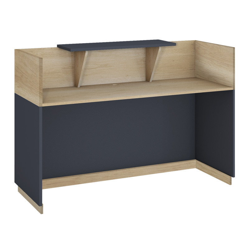 069-000098-2 Γραφείο reception Lotus  σε χρώμα φυσικό - ανθρακί 200x70x110εκ - Image 3