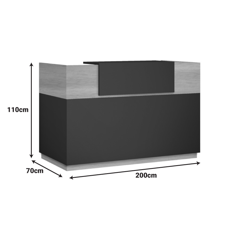 069-000098-3 Γραφείο reception Lotus  σε χρώμα φυσικό - ανθρακί 200x70x110εκ - Image 4