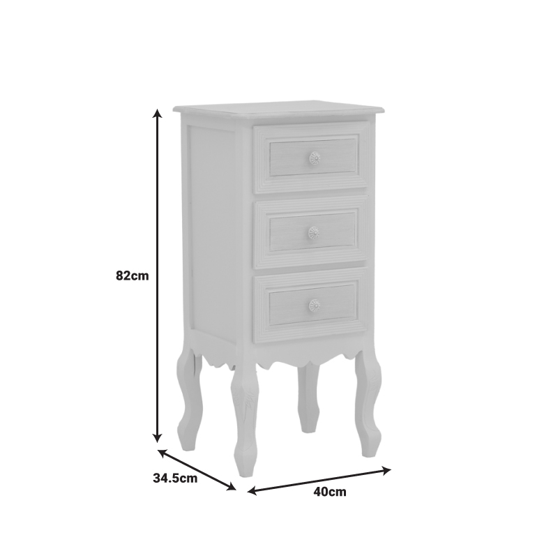 087-000018-5 Κομοδίνο Joliene Inart mdf σε λευκή αντικέ-φυσική απόχρωση 40x34.5x82εκ - Image 6