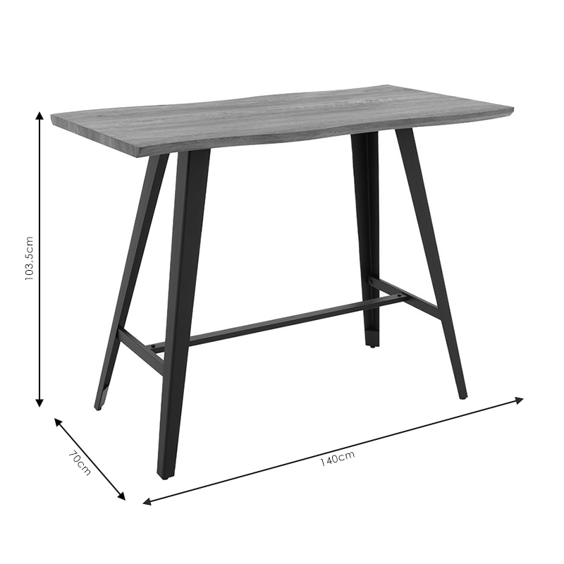 093-000014-4 Tραπέζι μπαρ Fortitude  MDF καρυδί - πόδι μαύρο 140x70x103.5εκ - Image 5