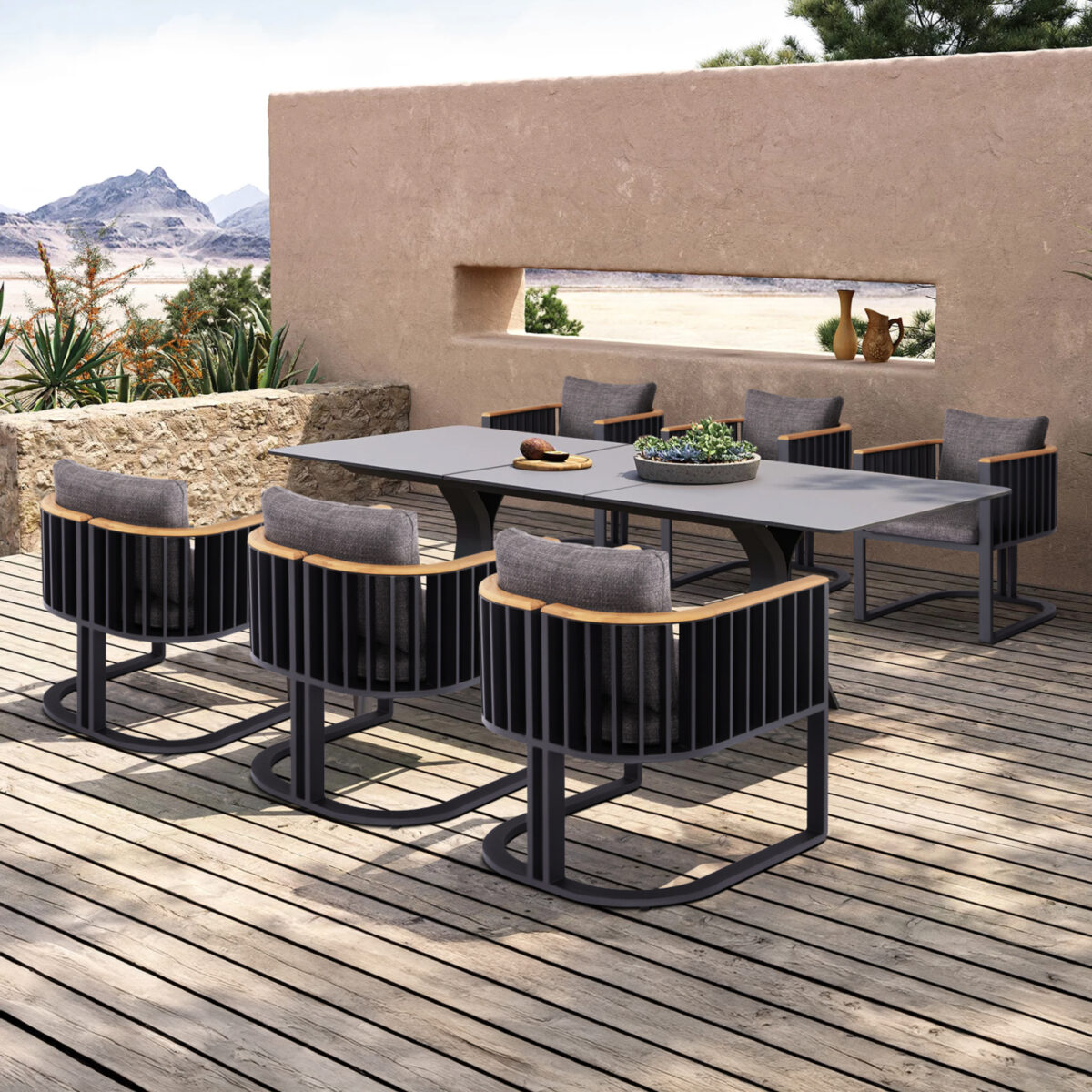 1 ΣΕΤ ΤΡΑΠΕΖΑΡΙΑΣ 7TMX ANDROMEDA (S) SM21253 ΑΛΟΥΜΙΝΙΟ-SINTERED STONE ΣΚΟΥΡΟ ΓΚΡΙ - Image 2