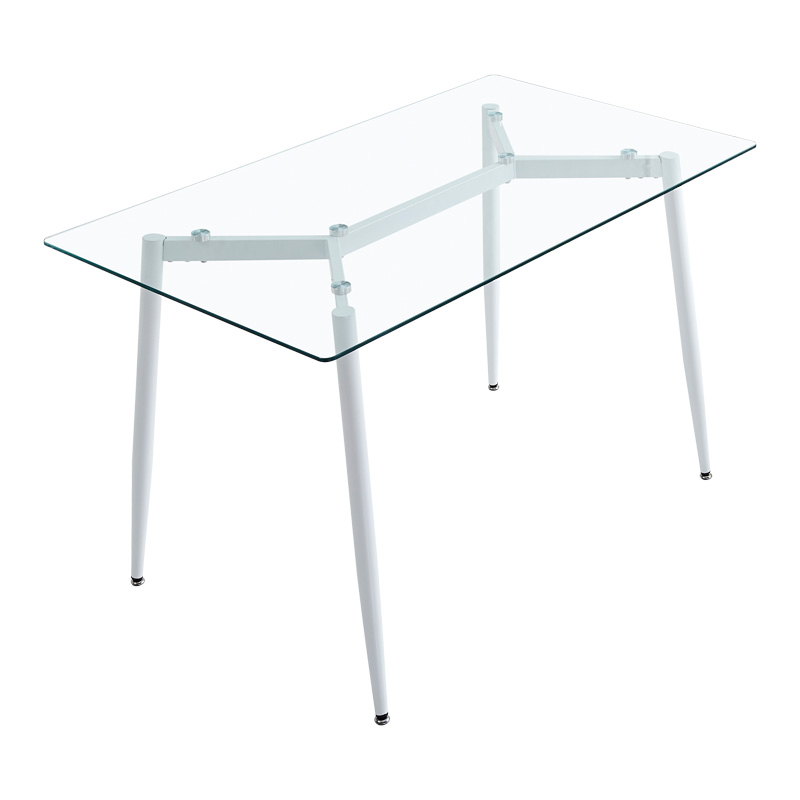 200-001243-5 Τραπεζαρία Quana-Gaston  σετ 5τεμ γυάλινο 8χιλ διάφανο - λευκό 120x70x75εκ - Image 6