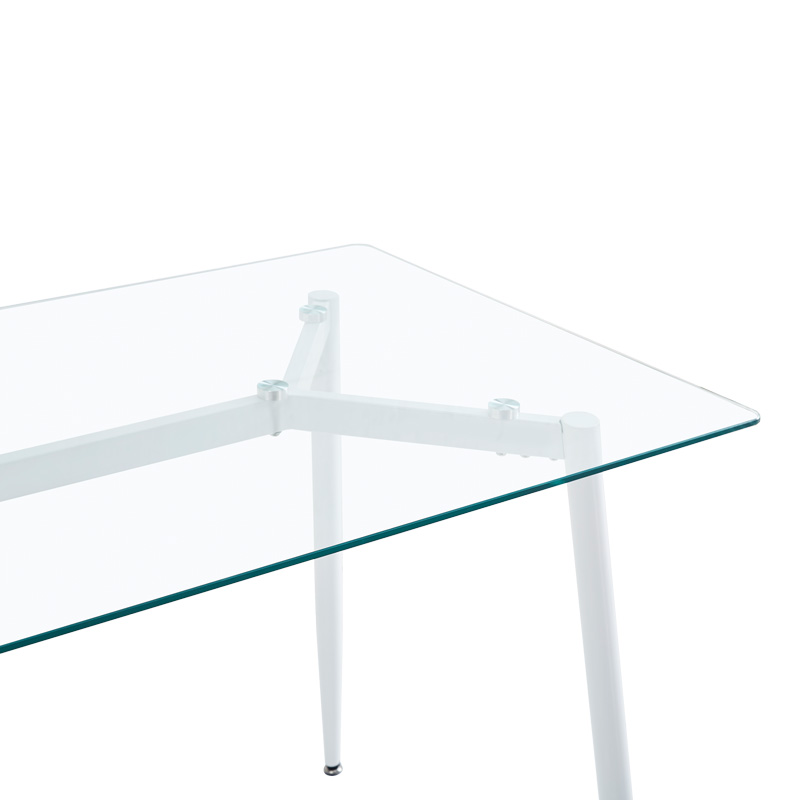 200-001243-6 Τραπεζαρία Quana-Gaston  σετ 5τεμ γυάλινο 8χιλ διάφανο - λευκό 120x70x75εκ - Image 7