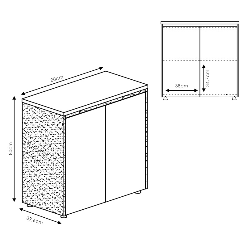 246-000040-3 Ντουλάπια γραφείου χαμηλά επαγγελματικά Oscar  καρυδί-ανθρακί 200x40x80εκ - Image 4