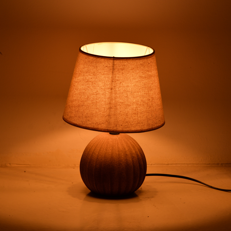 387-000015-1 Επιτραπέζιο φωτιστικό Melanie Inart Ε14 κεραμικό σε γκρι antique- μπεζ απόχρωση Φ22x30εκ - Image 2