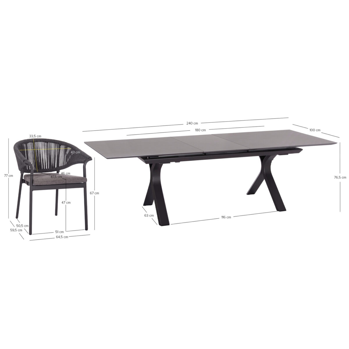 ΣΕΤ ΤΡΑΠΕΖΑΡΙΑΣ 7TMX ANDROMEDA (S) SM21251 ΑΛΟΥΜΙΝΙΟ-SINTERED STONE ΣΚΟΥΡΟ ΓΚΡΙ - Image 10