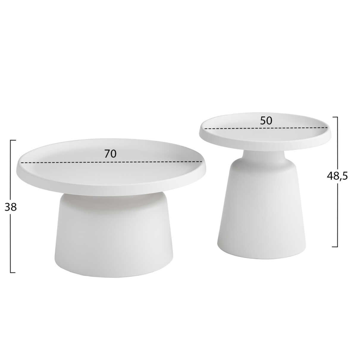 set-2-trapezia-salonioy-fb91830401-metal-1 ΣΕΤ 2 ΤΡΑΠΕΖΙΑ ΣΑΛΟΝΙΟΥ RINKON2 HM18304.01 ΜΕΤΑΛΛΟ ΣΕ ΛΕΥΚΟ Φ50εκ & Φ70εκ - Image 2