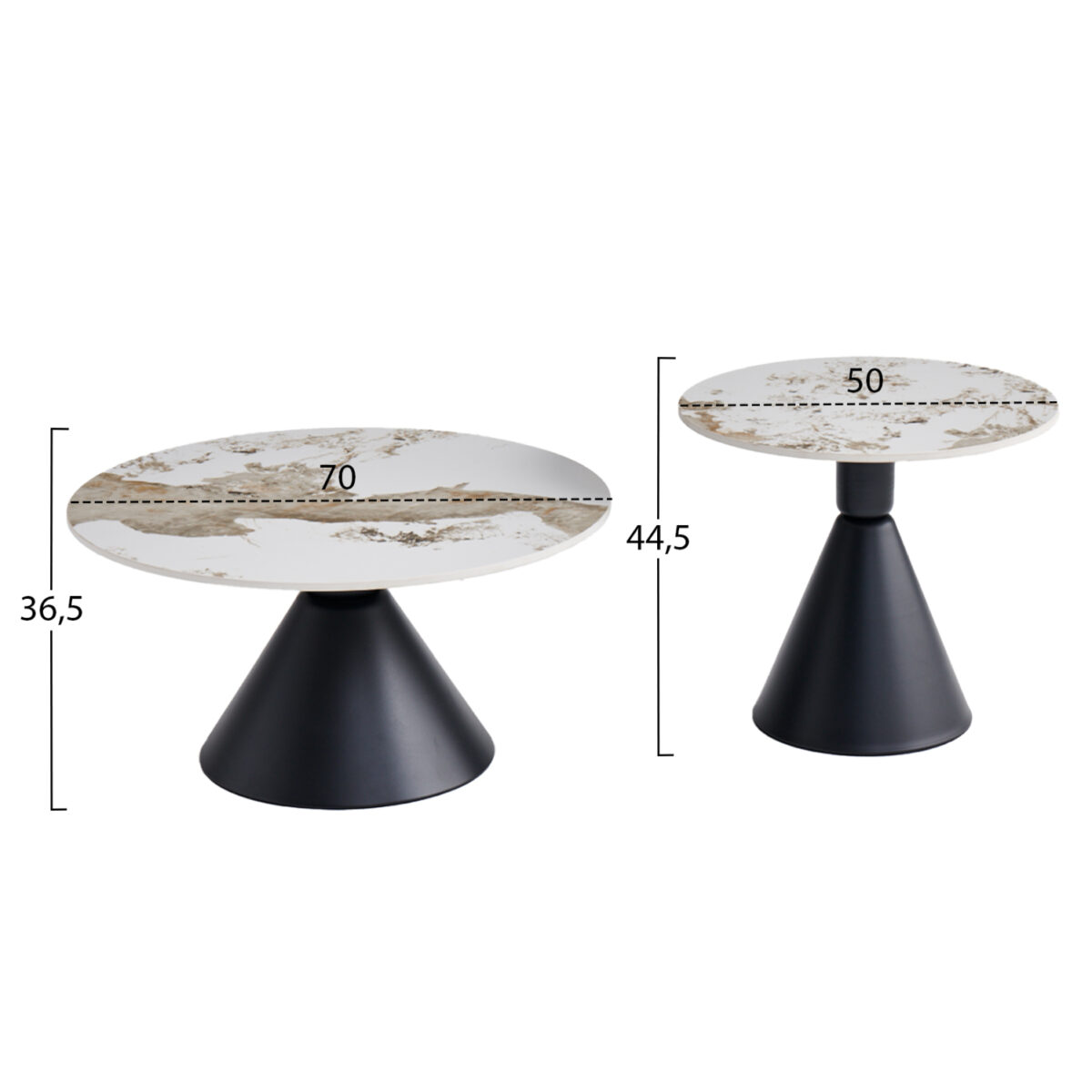 set-2-trapezia-salonioy-fb91830502-metal-1 ΣΕΤ 2 ΤΡΑΠΕΖΙΑ ΣΑΛΟΝΙΟΥ JEN HM18305.02 ΜΕΤΑΛΛΟ ΜΑΥΡΟ-SINTERED STONE PANDORA Φ50εκ & Φ70εκ - Image 2