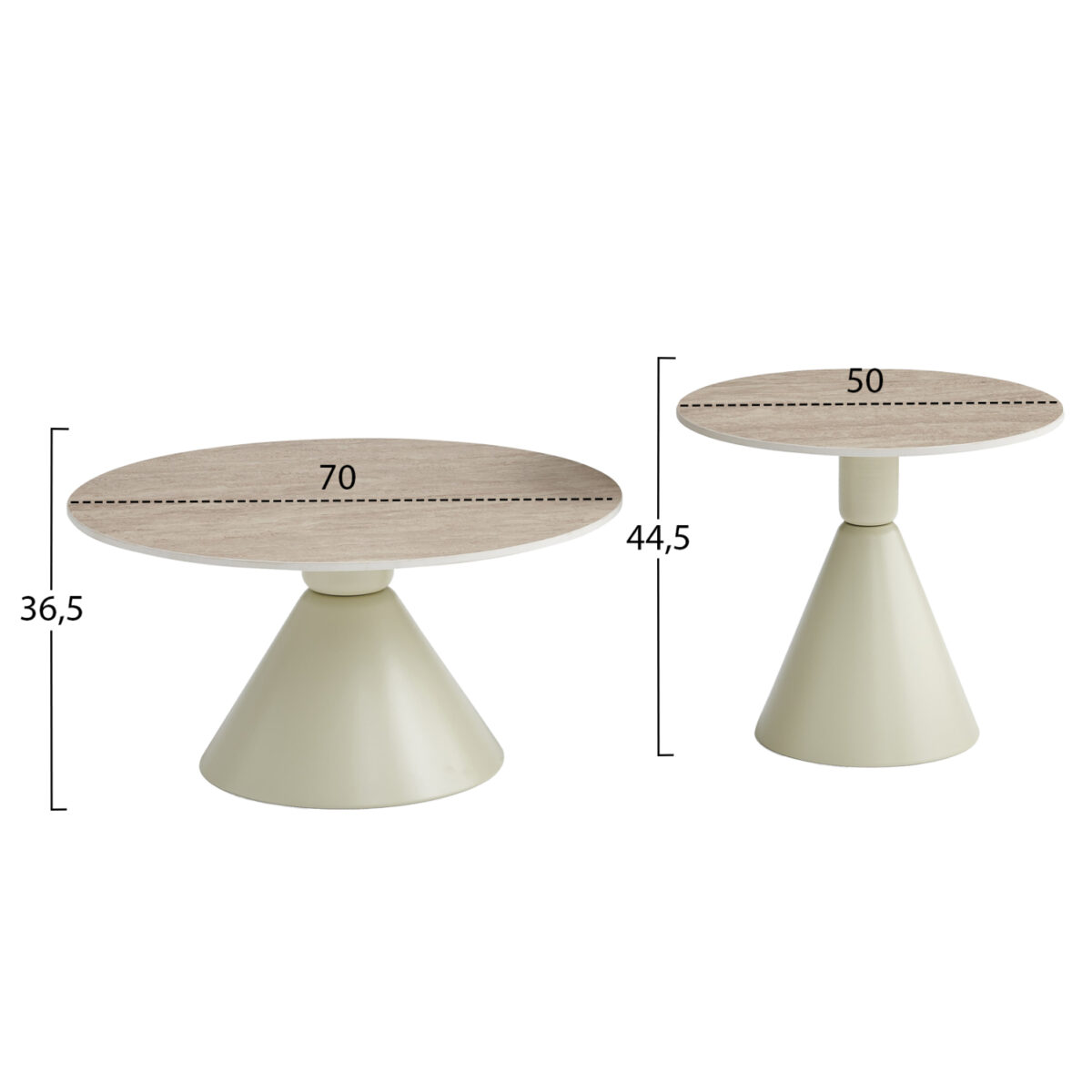 set-2-trapezia-salonioy-fb91830504-metal-1 ΣΕΤ 2 ΤΡΑΠΕΖΙΑ ΣΑΛΟΝΙΟΥ JEN HM18305.04 ΜΕΤΑΛΛΟ ΣΑΜΠΑΝΙ-ΚΕΡΑΜΙΚΟ ΣΕ TRAVERTINE Φ50εκ & Φ70εκ - Image 2