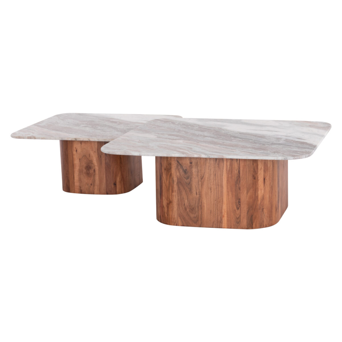 ΣΕΤ 2ΤΜΧ ΤΡΑΠΕΖΙΑ ΣΑΛΟΝΙΟΥ VOLTI HM21079 ΓΚΡΙ ΜΑΡΜΑΡΟ-ΞΥΛΟ ΑΚΑΚΙΑΣ - Image 4