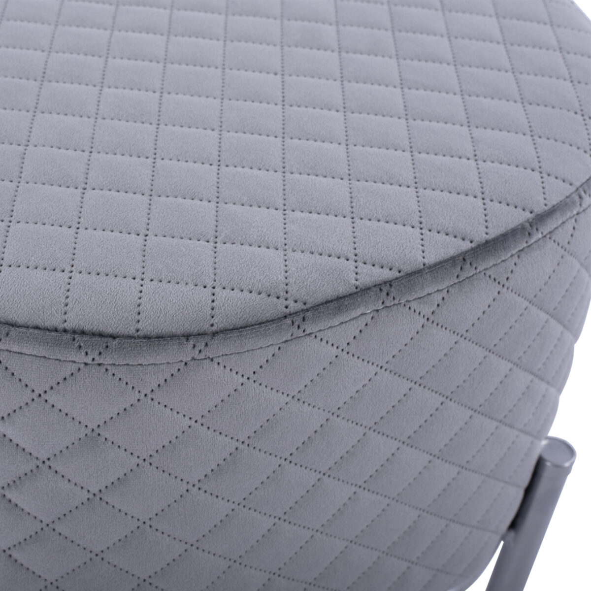 ΣΚΑΜΠΟ SINTA HM8638.01 ΑΠΟ ΓΚΡΙ ΒΕΛΟΥΔΟ ΜΕ ΑΣΗΜΙ ΒΑΣΗ 42x42x38Υ εκ. - Image 4