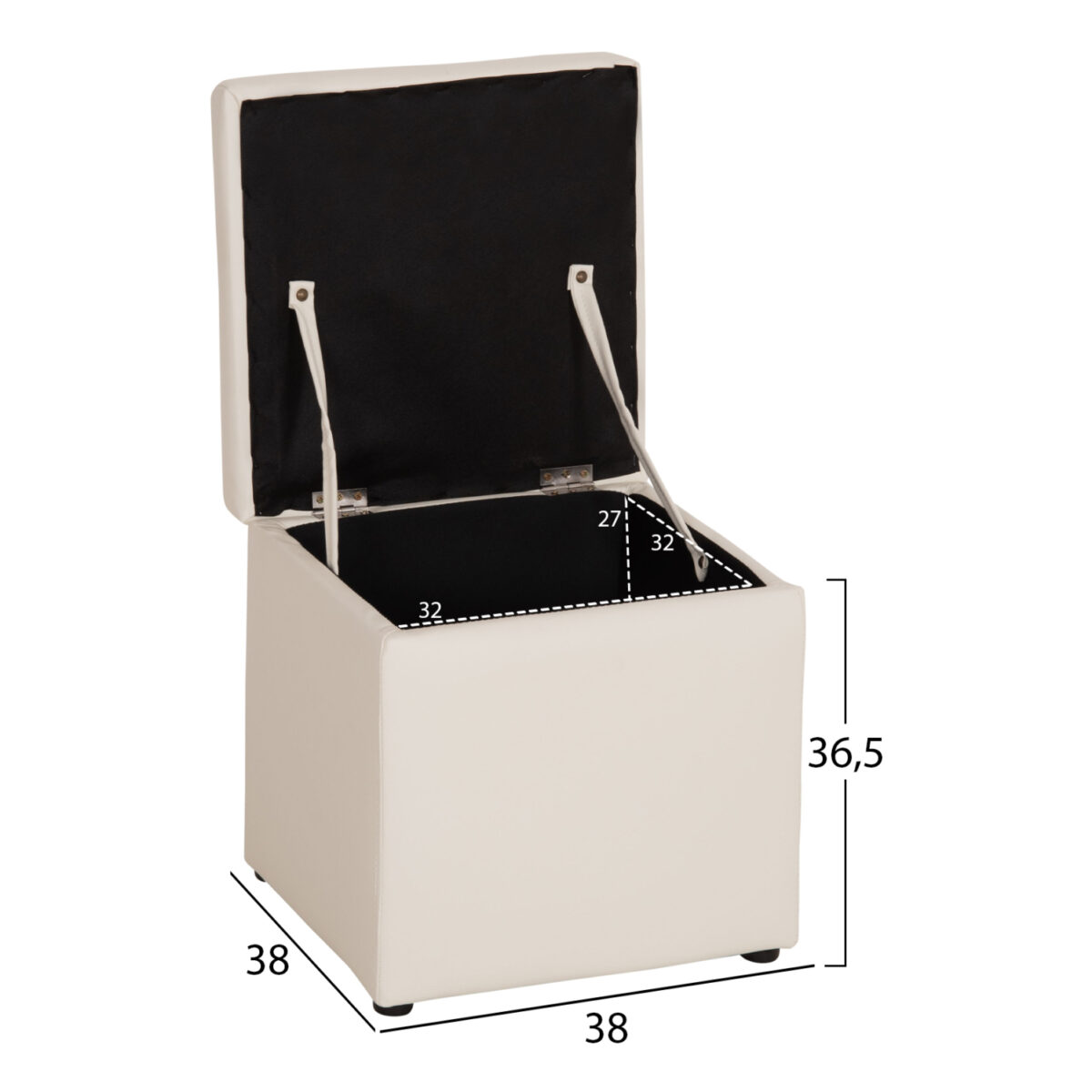 skampo-me-apothikeytiko-choro-pu-leyko-f-1 ΣΚΑΜΠΟ PRO CUBE HM224.02 PU ΜΕ ΑΠΟΘΗΚΕΥΤΙΚΟ ΧΩΡΟ- ΛΕΥΚΟ 38x38x36,5Υεκ. - Image 2