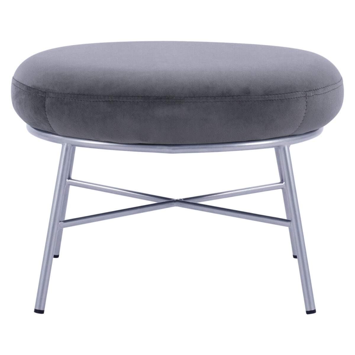 ΣΚΑΜΠΟ ΥΠΟΠΟΔΙΟ TRUDI HM8640.01 ΑΠΟ ΓΚΡΙ ΒΕΛΟΥΔΟ ΜΕ ΑΣΗΜΙ ΒΑΣΗ 55x46x38Υ εκ. - Image 3